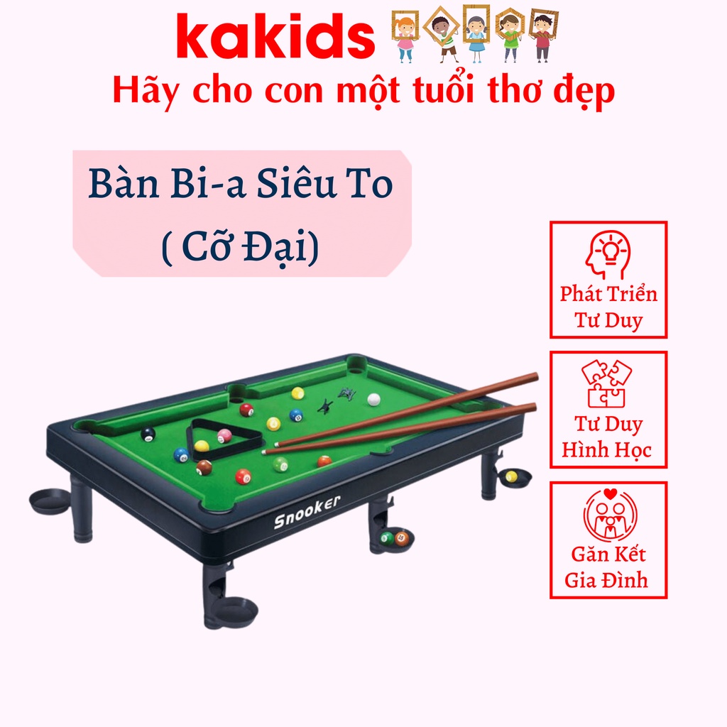 Bàn bi a khổng lồ, mặt bàn nỉ bền đẹp, bàn bida 10 bi đánh số kèm cúp chiến thắng