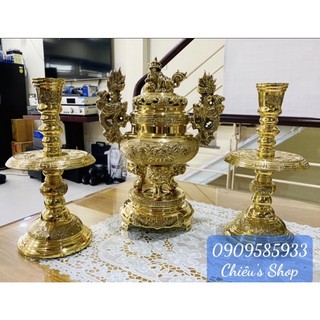 Bộ đỉnh lư bằng đồng cao 34cm