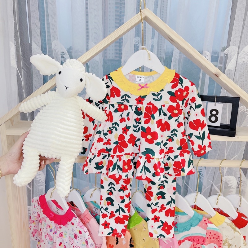 Đồ bộ tay dài dáng xoè bèo cổ bé gái