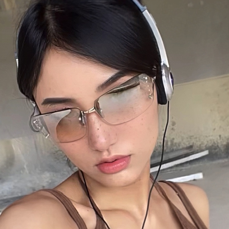 Kính Mát Hình Chữ Nhật Không Vành Y2K Millet Phong Cách Retro Thời Trang Cho Nữ