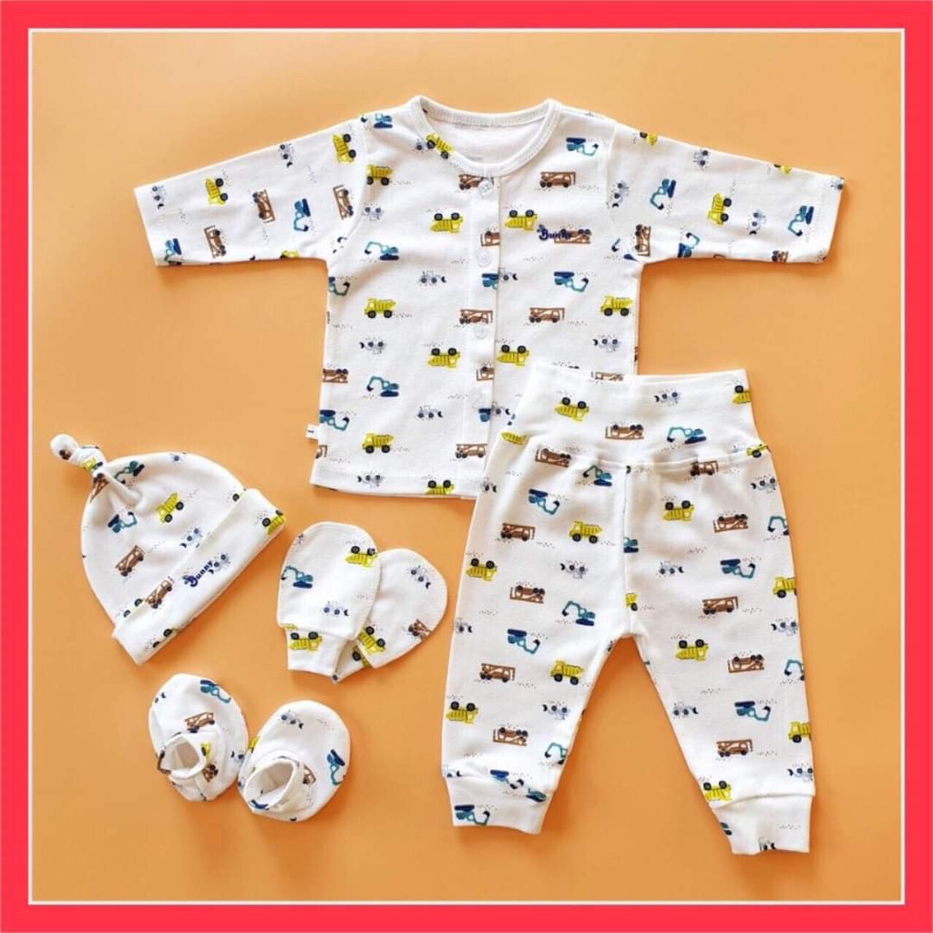 Bộ Sơ Sinh Kèm Nón Vớ⚡️FREE SHIP⚡️Set Bộ Bunny Cho Bé Từ Sơ Sinh Đến 10Kg Kèm Mũ