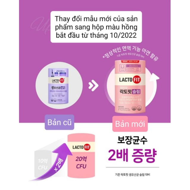 Bột Men Tiêu Hóa Lợi Khuẩn Hỗ trợ Giảm Cân Lacto Fit Slim 60 gói Hàn Quốc