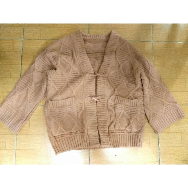 Áo khoác len Cardigan hồng siêu dày ấm free size thanh lý