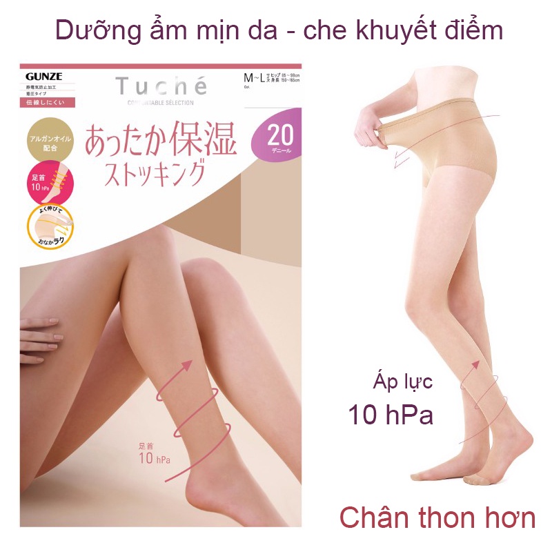 Vớ Quần tất nữ 20D dưỡng ẩm mặc hàng ngày có áp lực thon chân thương hiệu TUCHÉ Nhật Bản