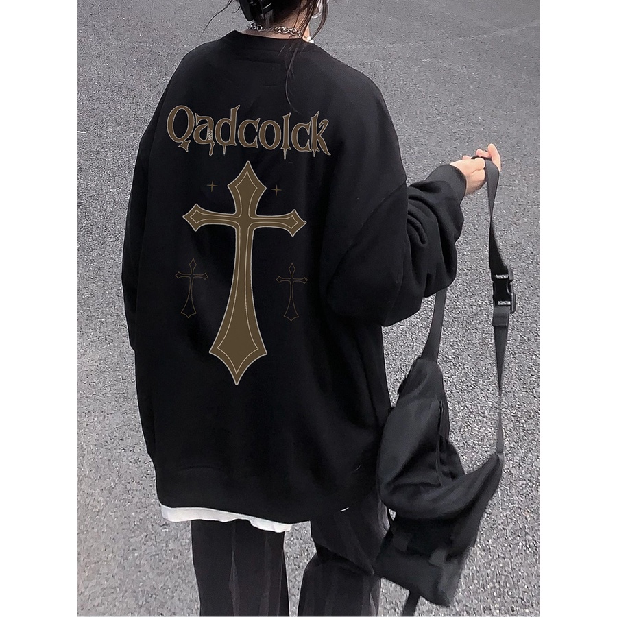 FOCUS Áo Nỉ ulzzang harajuku vintage thời trang nữ đen oversize áo khoác unisex 100%cotton