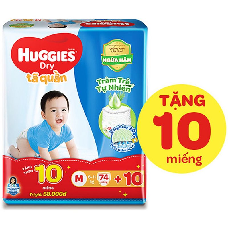 (Hà Nam)Tã quần Huggies tràm trà M74+8/L68+8/Xl62+8/Xxl56+8