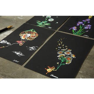 Tranh cạo phong cảnh Khổ A5 (1 set 4 tranh)