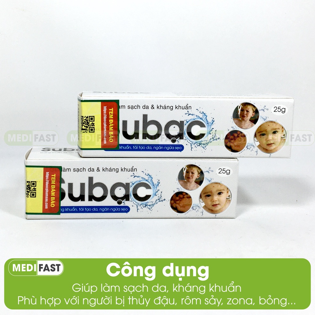 Gel Subac kem Su bạc nhanh liền sẹo, thủy đậu, zona côn trùng đốt, kiến ba khoang - Tuýp 25g