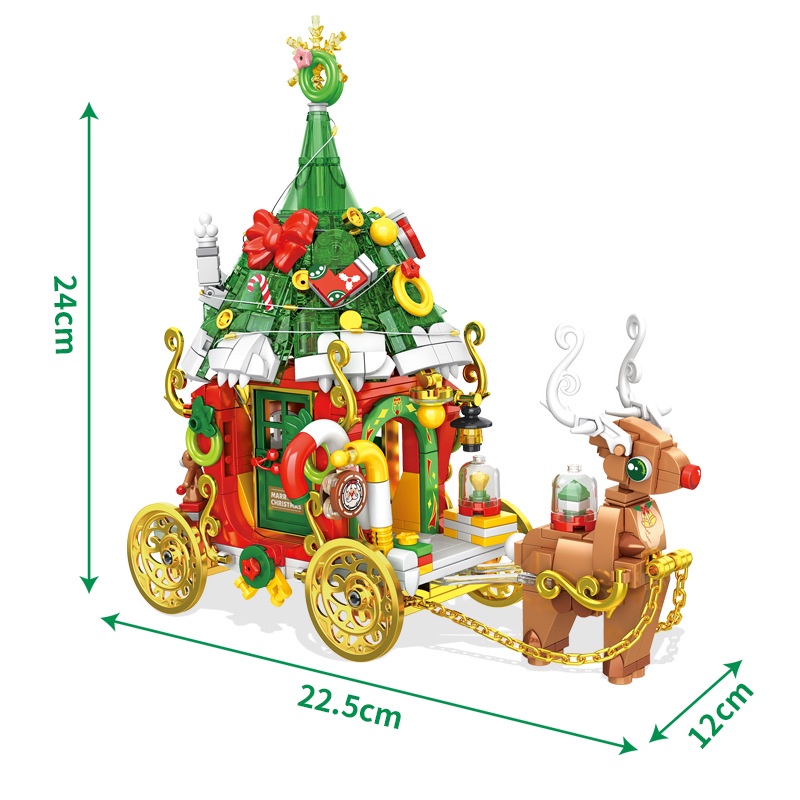 601012 Đồ trang trí Đồ Chơi Lắp Ráp Xe Hơi / Tuần Lộc / Ông Già Noel Cỡ Nhỏ Dùng Làm Quà Tặ