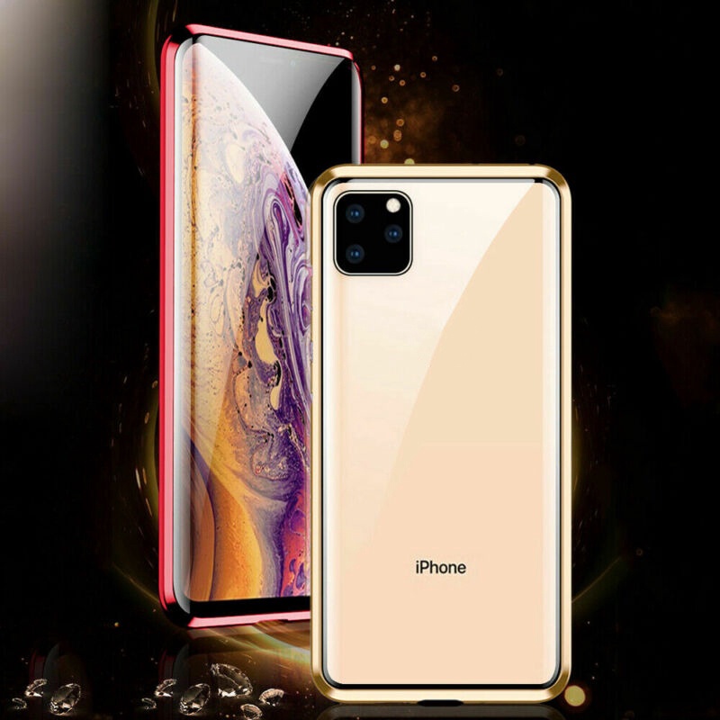 Ốp Điện Thoại Kính Cường Lực Phối Khung Kim Loại Từ Tính Dành Cho iPhone 14 13 12 11 Pro X XR XS MAX 8 7 6 6s Plus
