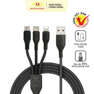 Dây cáp sạc USB đa năng 3 trong 1 Type C Micro USB chính hãng Honjianda