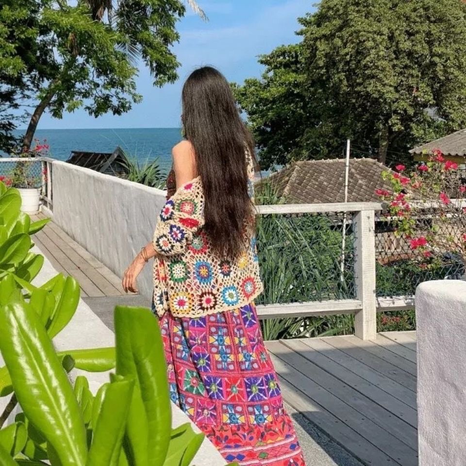 Váy Hai Dây Boho Hoạ Tiết Thổ Cẩm