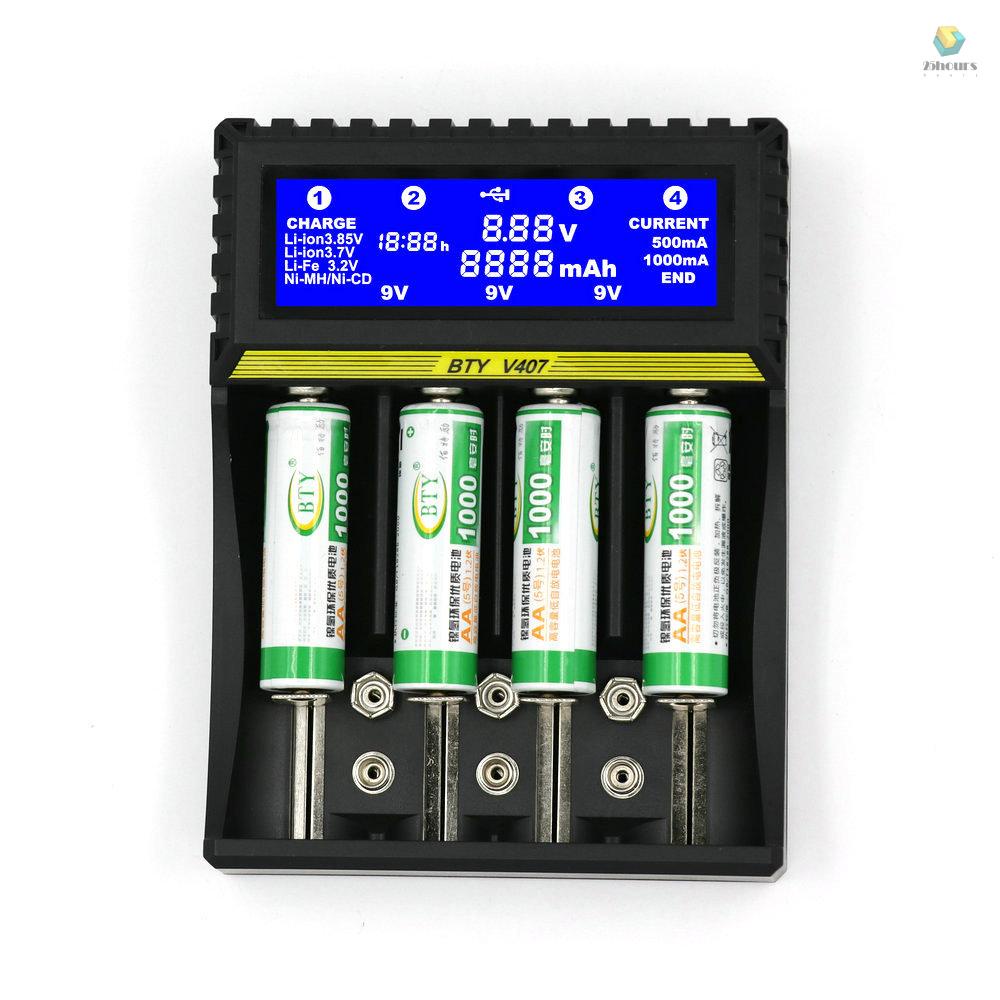 Bộ Sạc Pin Lithium 18650 ion Bằng Niken Kim Loại Màn Hình LCD Đa Năng Cho Pin AA AAA 9V