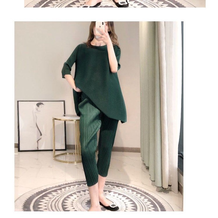 Issey Miyake Áo Thun Tay Lửng Dáng Rộng Xếp Ly Màu Kẹo Ngọt Thời Trang Mùa Xuân 2023