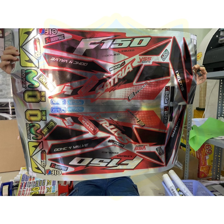 FREE SHIP + SALE SỐC +DECAL PVC 5 LỚP CHẤT LƯỢNG CAO Tem rời Satria fi báo đốm đỏ Crom cao cấp