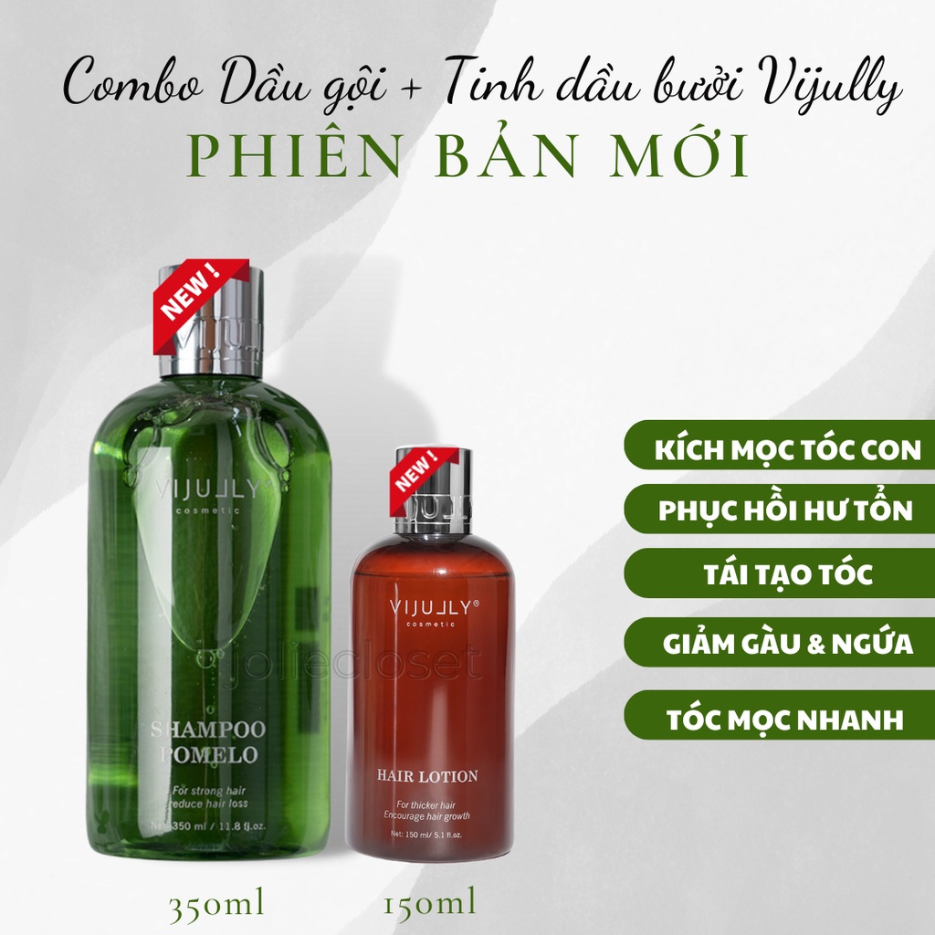 Bộ Đôi Hoàn Hảo Dầu Gội& Tinh Dầu Bưởi Vijilly-Phục Hồi Tóc Hư Tổn-Kích Thích Mọc Tóc Nhanh 1k