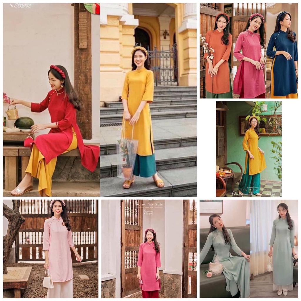 Áo Dài Nữ Cách Tân Một Màu Chất Lụa Siêu Đẹp - Áo Dài Nữ Tây Thi Lụa Cao Cấp  - Shop PT