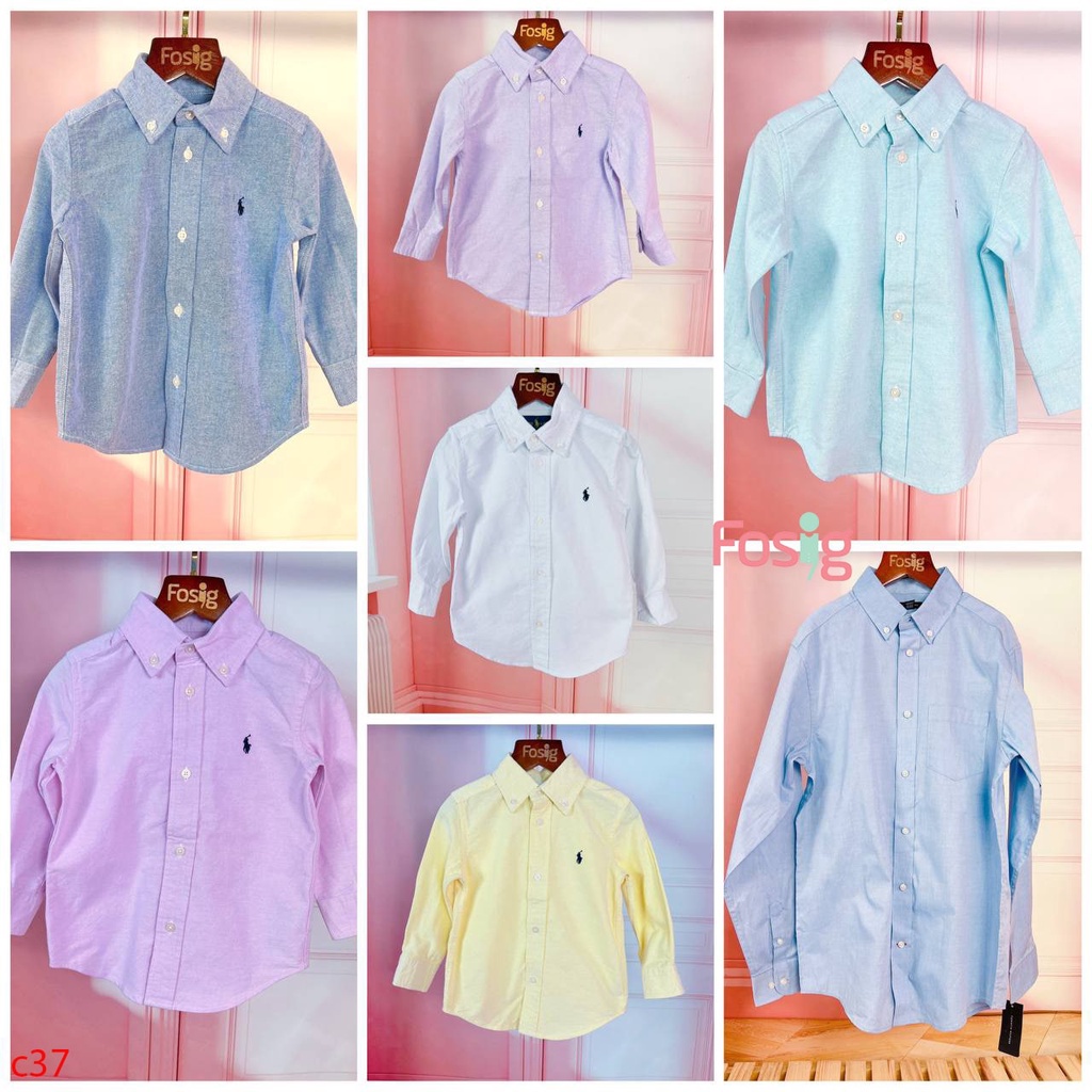Áo Sơ Mi Tay Dài Bé Trai RL Polo - Tím Nhạt Ngựa, Hồng Ngựa