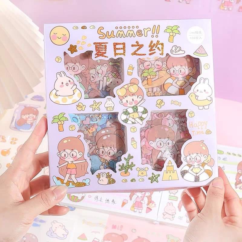 Set 900 tấm sticker trang trí hình dán dễ thương