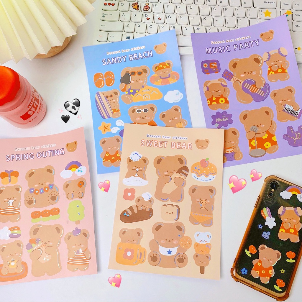 Tấm Sticker Gấu Dễ Thương