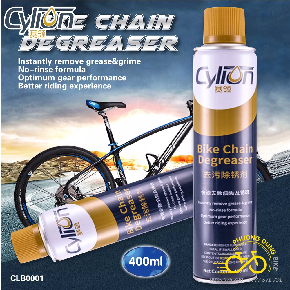 Chai xịt rửa xích líp đĩa xe đạp CYLION Bike Chain Degreaser 400ml - Hàng chính Hãng