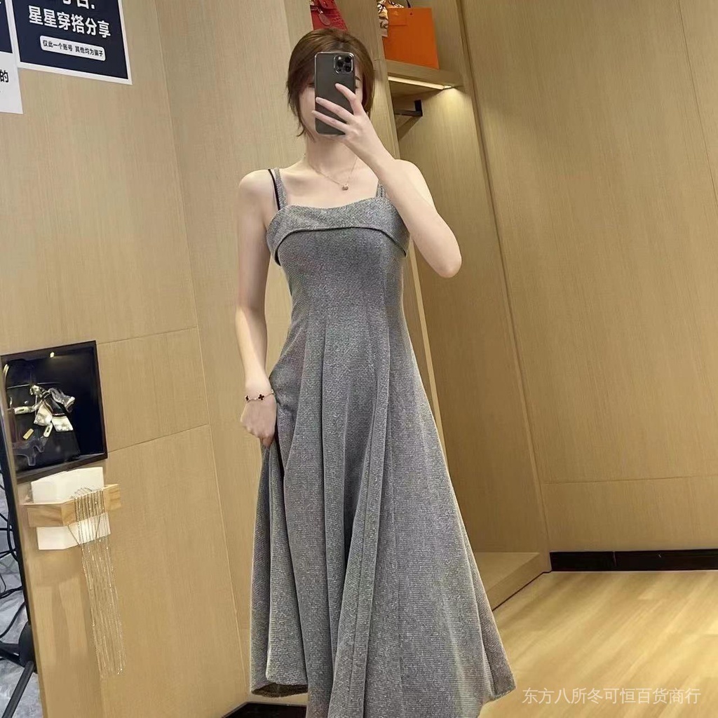 Đầm Dài Vừa Phối Màu Tương Phản Thời Trang Mùa Thu Phong Cách Phương Tây Cho Nữ