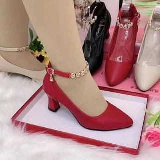 Giày cao gót nữ Fashion soft leather single shoes Women's high heels Mother's shoes Soft soles Soft leather women's shoes Comfortable and high