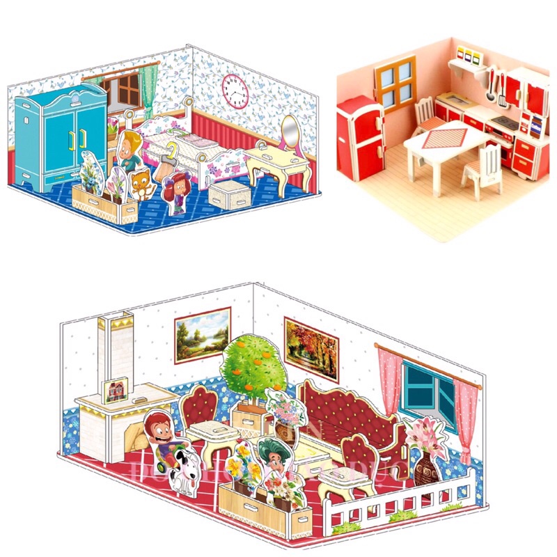 Đồ Chơi Giáo Dục Mô Hình Lắp Ráp 3D Bằng Giấy Bìa Xốp Cho Bé - Phòng Của Bé 2