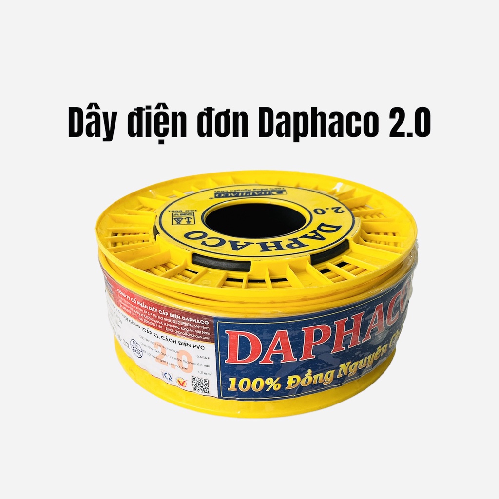 Dây điện đơn Daphaco 2.0 bán lẻ 50m, cuộn 100m ( chính hãng)