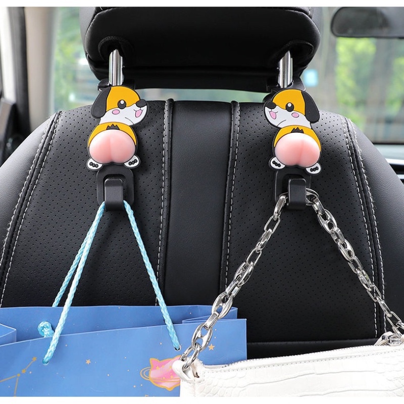 Bộ 2 Móc Treo Đồ Gắn Ghế Ngồi Xe Hơi Hình Mông Động Vật 3D Mềm Mại Đa Năng Tiện Dụng
