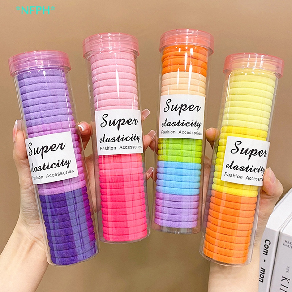 Set 30 Dây Buộc Tóc Cao Su Co Giãn Màu Trơn Dễ Thương Cho Bé Gái Mới