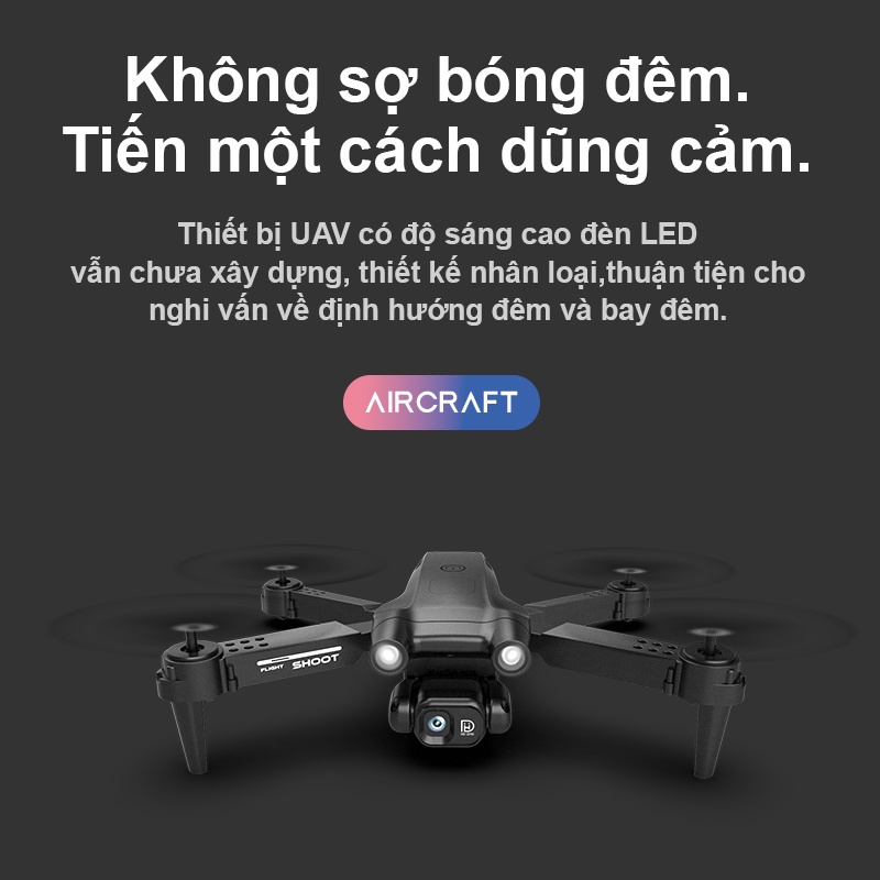 ⚡Flycam H7 DRONE 4K camera flycam Chức năng cài đặt độ cao, sáu kênh với con quay hồi chuyển Định vị 4K ống kính kép🔥