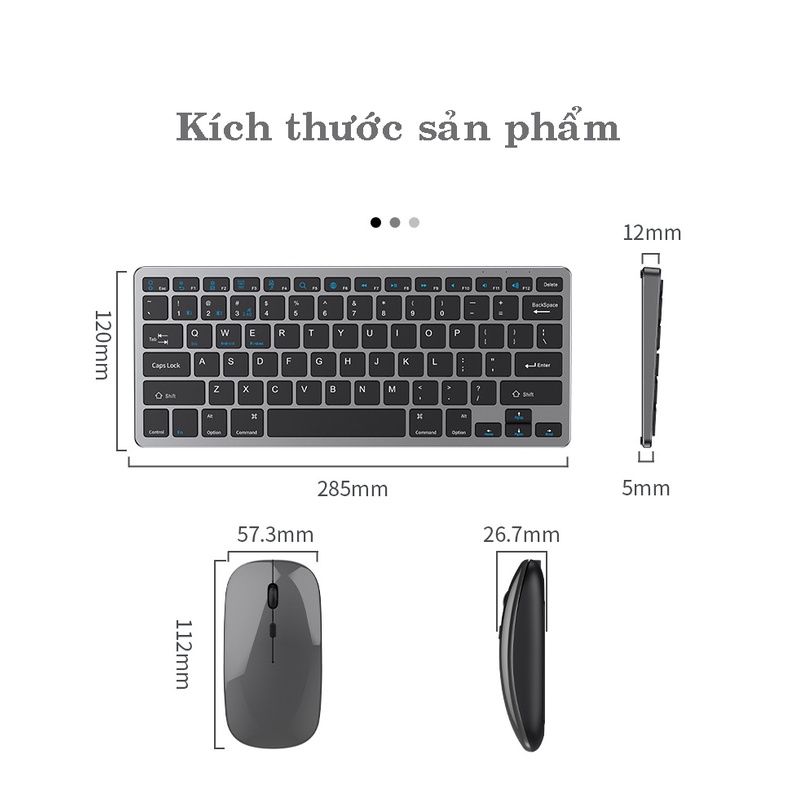 Bộ chuột và bàn phím đa kết nối  bluetooth + wireless 2.4G dùng sạc hỗ trợ máy tính, điện thoại, laptop