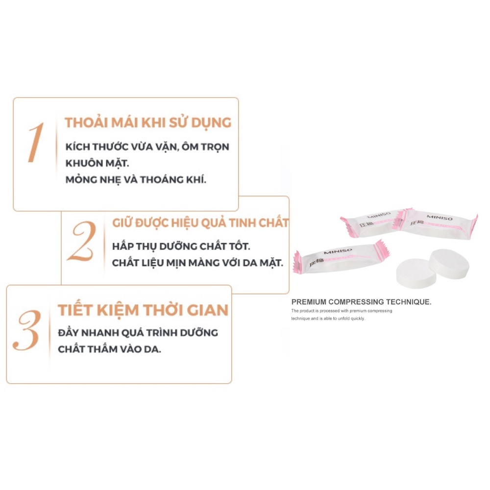 Combo 10 mặt nạ giấy nén Miniso Nhật Bản cấp ẩm thải độc da chính hãng NPP Biz Cosmetics