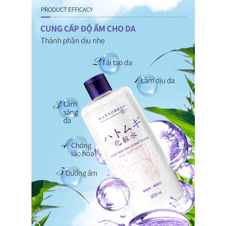 2 Nước hoa hồng Hanajirushi Hatomugi Coix giúp chăm sóc da dung tích 500ml