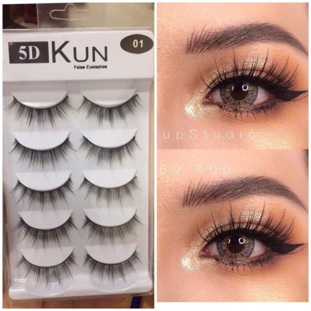 Mi giả tự nhiên 5D Kun 5 cặp đủ mẫu cao cấp chính hãng HALOMI chuyên dùng cho makeup TRANCI