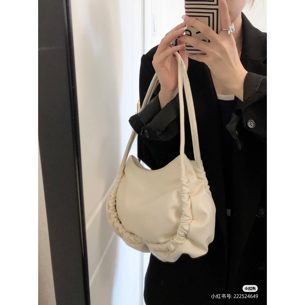 Túi Tote Đeo Vai Hình Đám Mây Xếp Ly Thời Trang Dễ Phối Đồ Cho Nữ