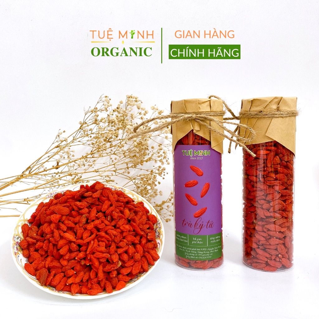 Kỷ tử đỏ hàng loại 1 (CÂU KỶ TỬ) organic TUỆ MINH sấy khô, giúp bổ máu, đẹp da,sáng mắt