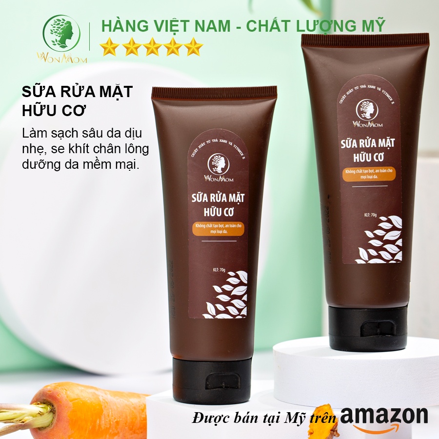 [ Giảm 35K - Đơn 339K ] Sữa Rửa Mặt Hữu Cơ Ngăn Ngừa Mụn, Trắng Da Wonmom 70g