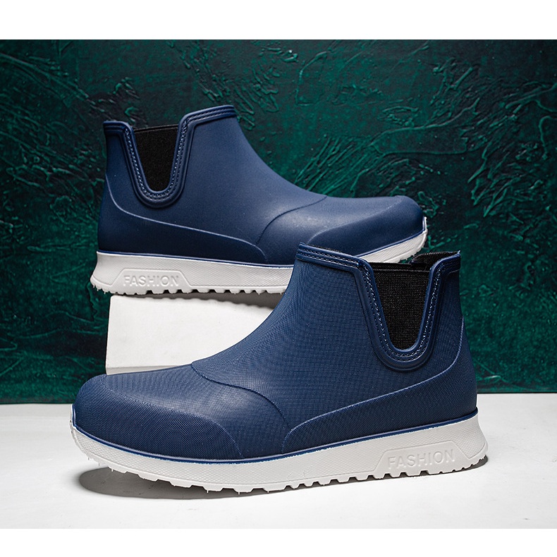 Giày Bốt Cao Su Đi Mưa Chống Trượt Mũi Tròn Thời Trang Cho Nam