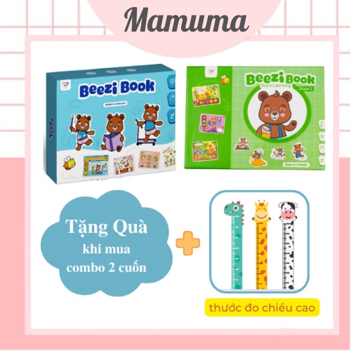 Học liệu bóc dán montessori busy book cho bé Lalala Baby Beezi Book song ngữ Anh Việt combo tặng decal khủng long Mamuma
