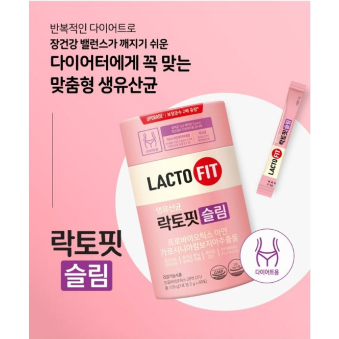 Bột Men Tiêu Hóa Lợi Khuẩn Hỗ trợ Giảm Cân Lacto Fit Slim 60 gói Hàn Quốc