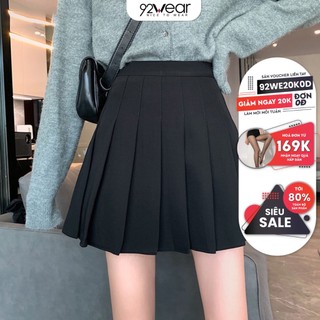 Chân váy 92WEAR thiết kế lưng cao dáng chữ A xếp ly xinh xắn cho nữ CV005