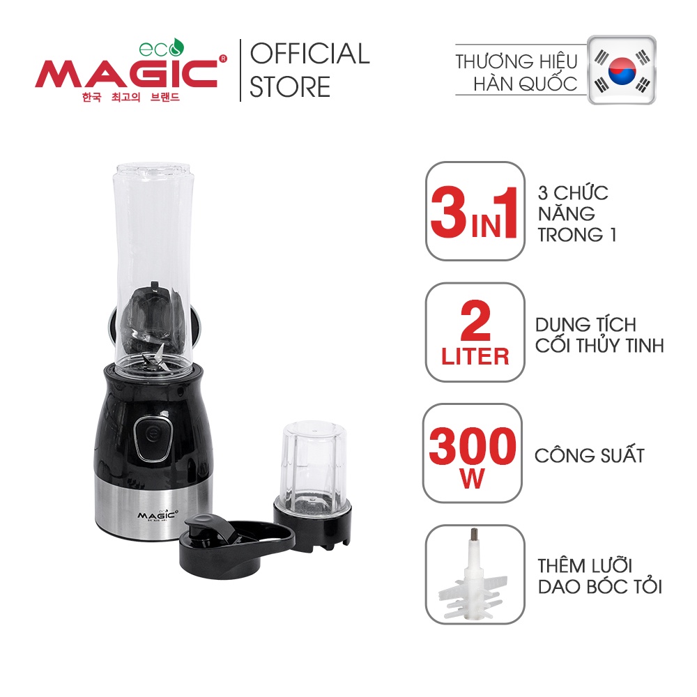 Máy xay đa năng 3 IN 1 xay thịt, xay hạt, xay sinh tố Magic Eco AC-16 1,5L, BH chính hãng