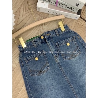 Chân váy jean xẻ trước ( có sẵn )