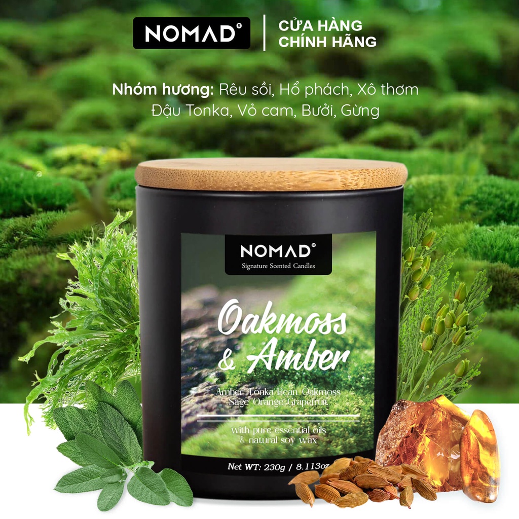  Nến Thơm Cao Cấp Nomad Signature Scented Candle 230g - Oakmoss & Amber