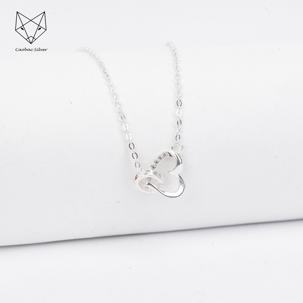 Dây Chuyền Bạc Ta Cao Cấp CaoBac Silver Tim Sơi Đá Sợi Trơn Lồng Nhẫn Độc Đáo, Mới Lạ Dành Tặng Riêng Cho Bạn Gái