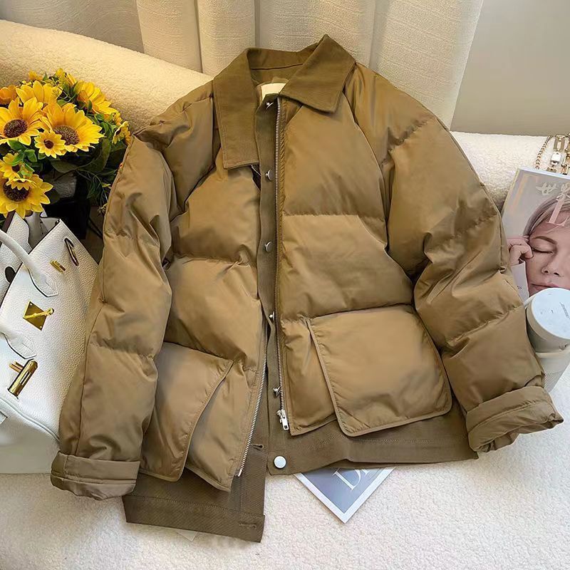 Áo Khoác Phao Cotton Giả Hai Mảnh Dáng Ngắn Phong Cách Retro Hong Kong Thời Trang Mùa Đông Hàng Mới 2022