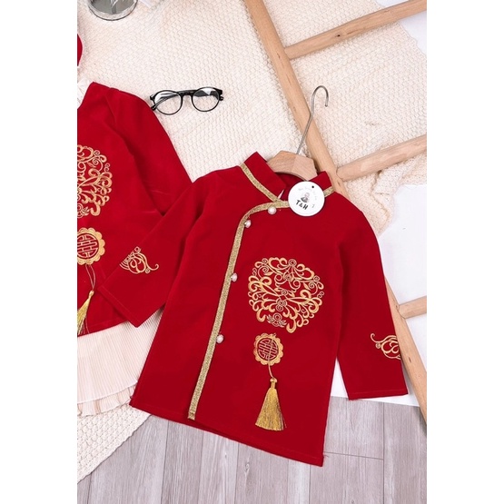 Áo dài Nhung thêu cao cấp cho bé trai