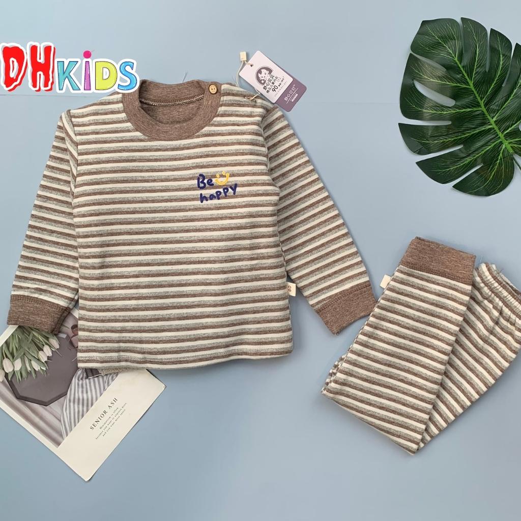 Bộ thu đông dài tay cotton nỉ dạ, bộ cotton cao cổ, cài vai size nhí cho bé từ 6 - 13Kg.